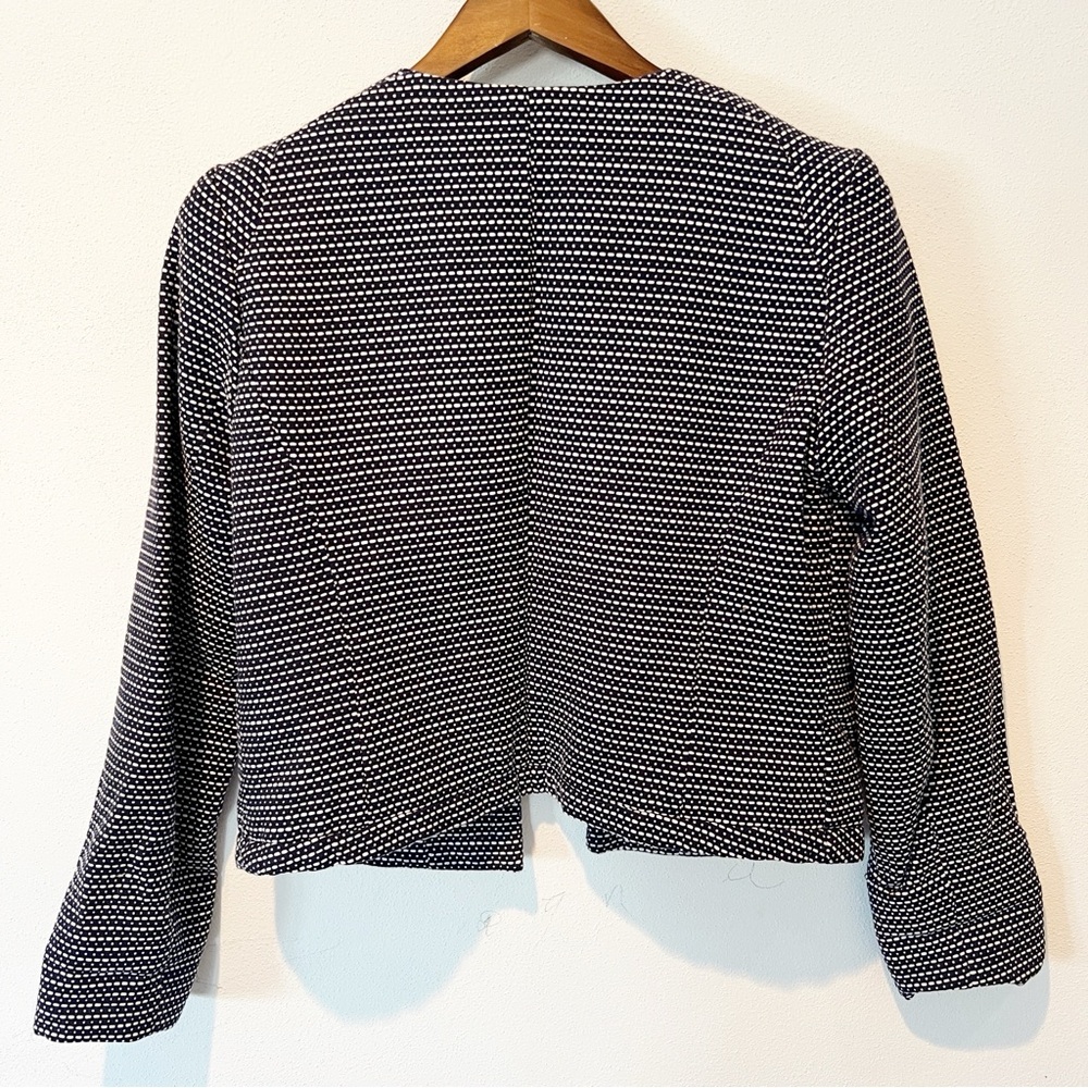 Cynthia Rowley Navy and White Tweed Cropped Blazer Open Front Size Medium - Picture 6 of 7